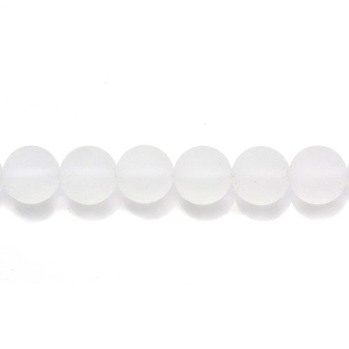 Rock crystal quartz mat round 8mm x 10pcs