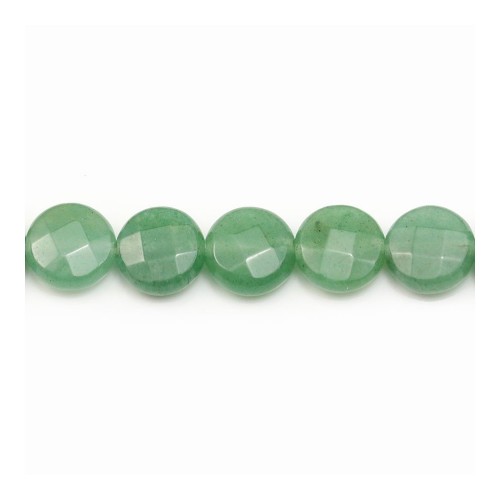 Aventurine flat round faceted 8mm x 8pcs