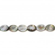 Nacre grise en forme d'oval facetté 10x14mm x 4 pcs