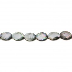 Nacre grise en forme d'oval facetté 14x18mm x 4 pcs