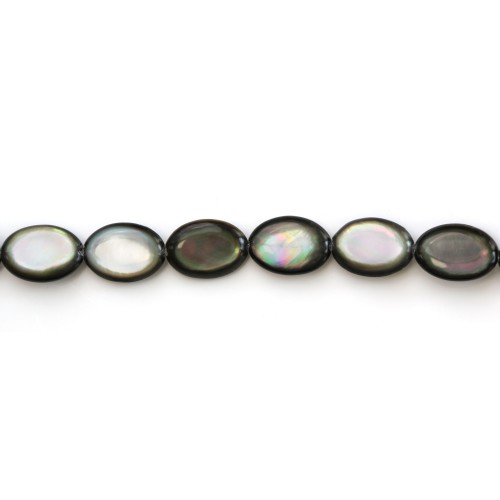 Nacre grise de forme ovale bombée 10x14mm x 4 pcs