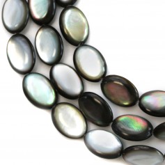 Gray mother-of-pearl bulged oval beads on thread 10x14mm x 40cm