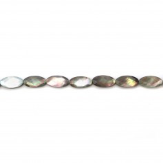 Nacre grise en forme d'ovale facetté 8x16mm x 4 pcs