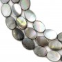 Gray mother-of-pearl oval beads on thread 10x14mm x 40cm
