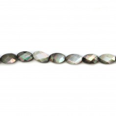 Nacre grise en forme d'oval facetté 6x10mm x 6 pcs