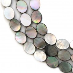 Gray mother-of-pearl oval beads on thread 8x10mm x 40cm