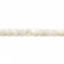 White mother-of-pearl faceted round beads on thread 4mm x 40cm