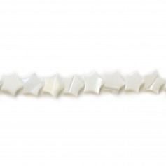 White mother-of-pearl star beads on thread 8mm x 40cm