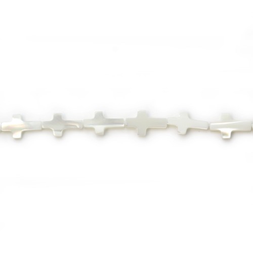 String of White Shell Cross 8x13mm