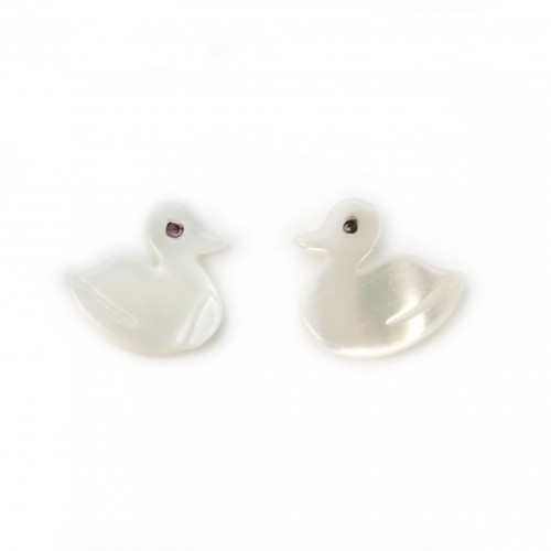 White mother-of-pearl duck 10x10mm x 2pcs