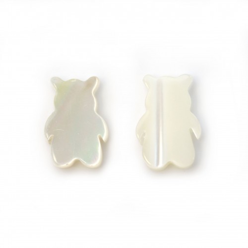 Nacre blanche en forme d'ourson 7x10mm x 2pcs