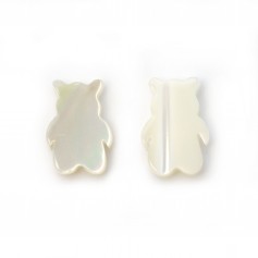 Nacre blanche en forme d'ourson 7x10mm x 2pcs