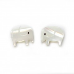 Nacre blanche en forme de éléphant 9x11mm x 1pc