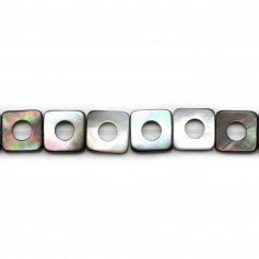Nacre grise en forme de carré évidé 18mm x 2pcs
