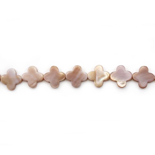 Nacre rose en forme de trèfle 13mm x 2pcs