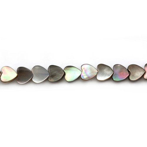 Grey mother of pearl heart shape bead strand 4mm x 40cm