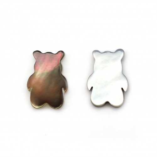 Urso de madrepérola cinzento 7x10mm