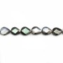 Grey shell faceted flat drop 7x9mm x 40cm 