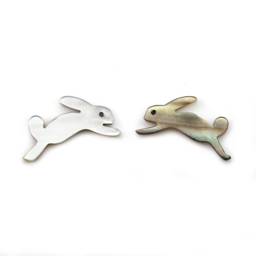 Nacre grise en forme de lapin 8x15mm x 2pcs