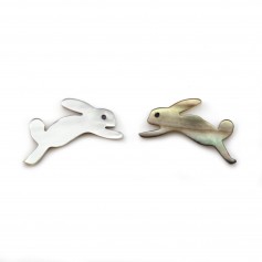 Nacre grise en forme de lapin 8x15mm x 2pcs