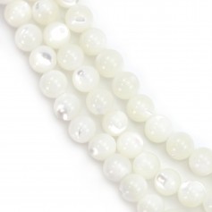 Nacre blanche en billes sur fil 4mm x 40cm