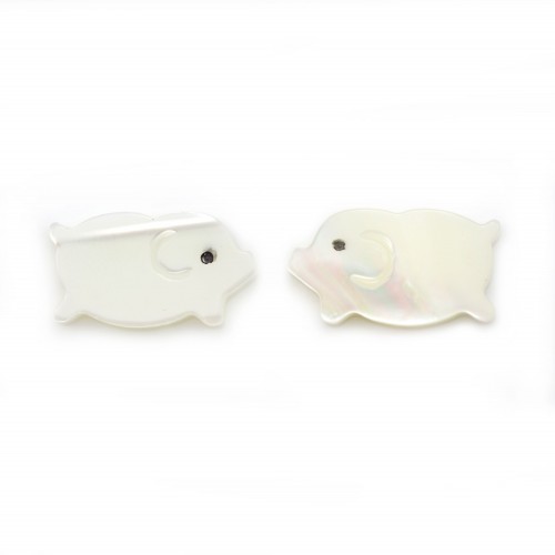 White mother-of-pearl little pig 8x14mm x 1pc