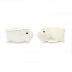 Nacre blanche en forme de cochon 8x14mm x 1pc