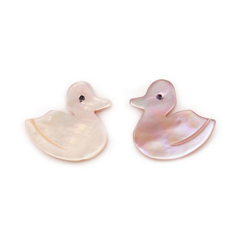 Nacre rose en forme de canard 10x10mm x 2pcs