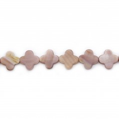 Nacre rose en forme de trèfle sur fil 18mm x 40cm