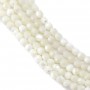 White mother-of-pearl faceted round beads on thread 3mm x 40cm