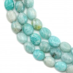 Amazonite du Pérou ovale 8x10mm x 40cm