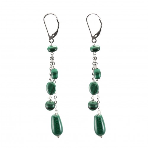 Earring Silver 925  malachite x 2pcs
