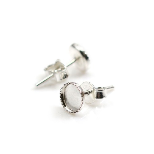 Crochet d'oreilles en argent 925, porte cabochon 4mm x 2pcs