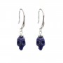 Silver earring 925 Lapis Lazuli skull x 2pcs
