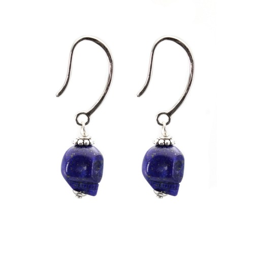 Ohrring Silber 925 Lapis Lazuli Totenkopf x 2pcs