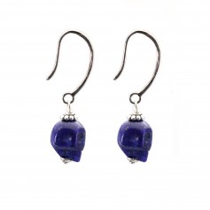 Silver earring 925 Lapis Lazuli skull x 2pcs