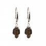 Silver earring 925 Smoked Quartz skull x 2pcs