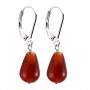 Boucles d'oreilles : agate rouge goutte argent 925 dormeuse x 2pcs 