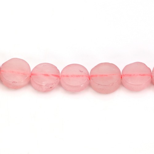 Quartz rose rond plat 8mm x 6pcs