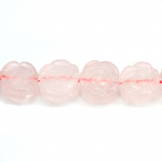 Flor de quartzo rosa esculpida 14mm x 2pcs