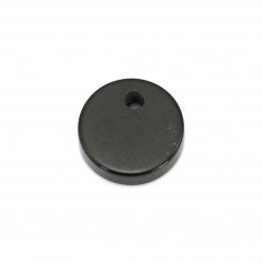 Pendentif sequin agate noir rond 8mm x 2pcs