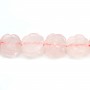 Quartz rose fleur sculptée 14mm x 40cm