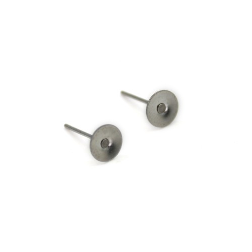Clous d'oreilles disque 6mm Acier Inox x 12pcs
