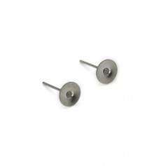 Clous d'oreilles disque 6mm en Acier Inox x 20pcs