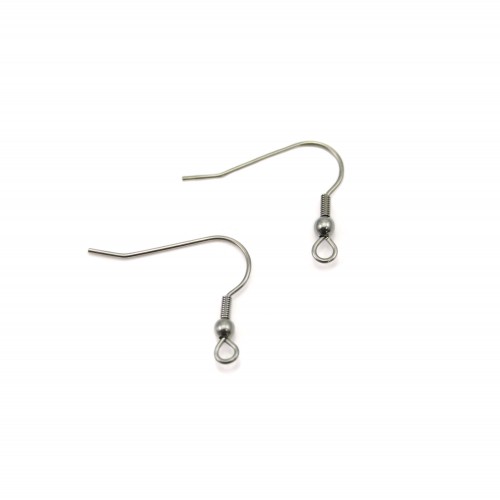 Crochet d'oreille à ressort à boule 20mm en Acier Inox x 20 pcs