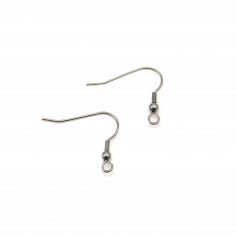 Crochet d'oreille à ressort à boule 20mm en Acier Inox x 20 pcs