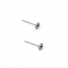Clou d'oreilles pour perle semi percée 5mm x 10pcs