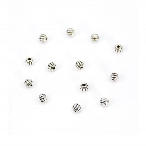 Faixa de contas 4mm prata 925 niello x 6pcs
