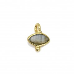 Charm a forma di occhio di labradorite sfaccettato in argento 925 ORO 7x9 mm x 1 pz