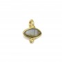 Charm a forma di occhio di labradorite sfaccettato in argento 925 ORO 7x9 mm x 1 pz
